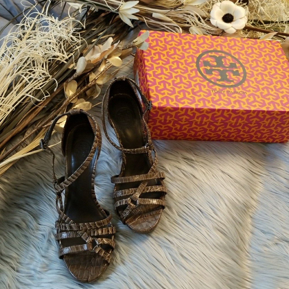 Tory Burch elizabella snake-effect leather sandals
